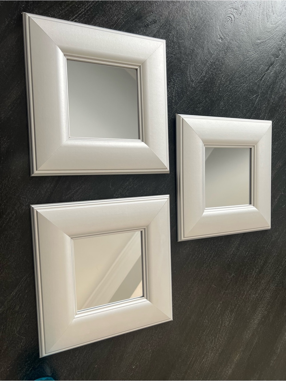 Contemporary Silver Square Wall Mirrors - Set of 3